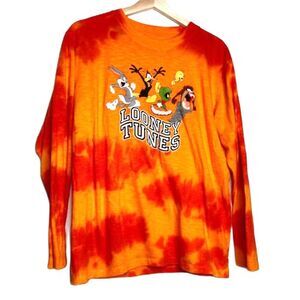 Looney Tunes boys orange/red tie dye long sleeve t-shirt size L(11-13)